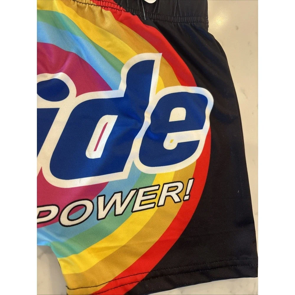 Pride LGBTQ Boxer Briefs Booty Shorts Men SZ LG Black Rainbow Back Pride Power
